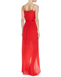 Neiman Marcus Cusp By Draped Tulip Silk Maxi Dress Red