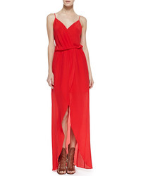 Neiman Marcus Cusp By Draped Tulip Silk Maxi Dress Red