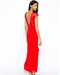 Elise Ryan Maxi Dress With Lace Scallop Back