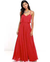 LuLu*s Love Runs High Red Maxi Dress