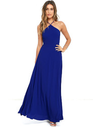 LuLu*s Pleasantly Surprised Royal Blue Backless Maxi Dress