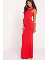 Missguided Low Back Maxi Dress Red
