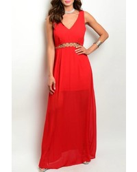 Pattys Closet Red Chiffon Maxi