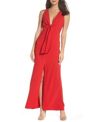 Harlyn Plunge Neck Tie Front Maxi Dress