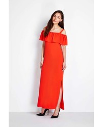 Red Bardot Maxi Dress