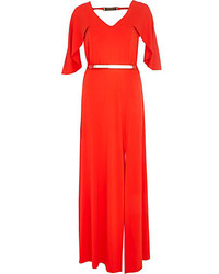 River Island Red Cape Sleeve Maxi Dress
