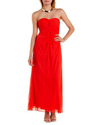 Charlotte Russe Ruched Twisted Strapless Maxi Dress
