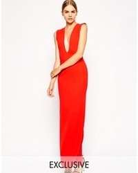 Solace London Aretha Maxi Dress With Plunge Neck And Back
