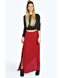 Boohoo Felicia Side Slit Woven Maxi Skirt