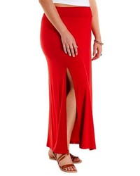 Charlotte Russe Plus Size Fold Over Slit Maxi Skirt