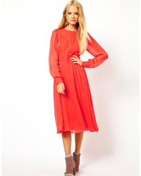 Asos Midi Dress With Gathered Front