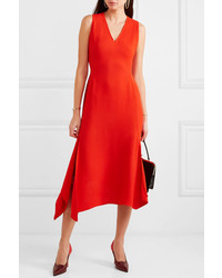 Victoria Beckham Asymmetric Crepe Midi Dress