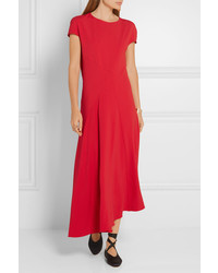 Marni Asymmetric Stretch Crepe Midi Dress Red
