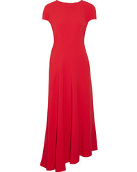 Marni Asymmetric Stretch Crepe Midi Dress Red