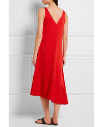 Joseph Bianca Asymmetric Crepe Midi Dress Crimson