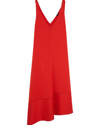 Joseph Bianca Asymmetric Crepe Midi Dress Crimson