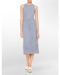 Calvin Klein Cinched Waistband Slim Shoulder Sleeveless Dress