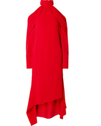 Monse Cold Shoulder Draped Crepe Midi Dress