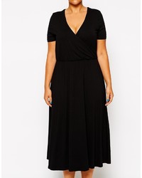 Asos Curve Midi Skater Dress With Wrap Front