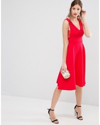 Asos Full Midi Dress With Lace Side Panel Detail