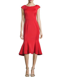 Jovani Midi Drop Waist Cocktail Dress Red