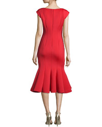 Jovani Midi Drop Waist Cocktail Dress Red