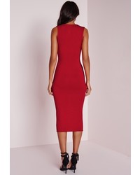 Missguided Jersey Extreme Plunge Band Midi Dress Red