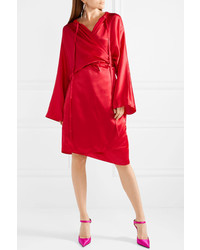 Balenciaga Silk Satin Dress Crimson