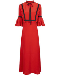Vivetta Red Ruffle Bib Midi Dress