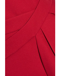 Victoria Beckham Wrap Effect Wool Drill Midi Dress Red