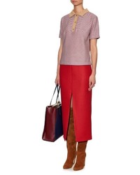 Carven High Waisted Wool Blend Midi Skirt