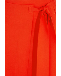 Cédric Charlier Wool Blend Wrap Midi Skirt Tomato Red