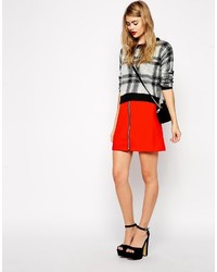 Asos Collection A Line Mini Skirt In Crepe With Zip Front