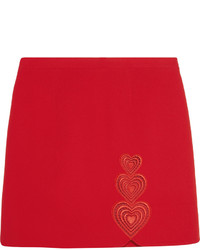 Christopher Kane Love Heart Embroidered Cutout Crepe Mini Skirt