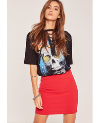 Missguided Stretch Crepe Mini Skirt Red