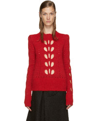 Red Mohair Crew-neck Sweater