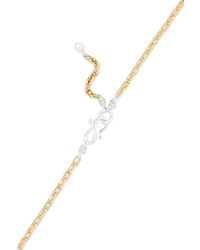 WALD Berlin Be My Lover Gold Plated Swarovski Crystal And Pearl Necklace