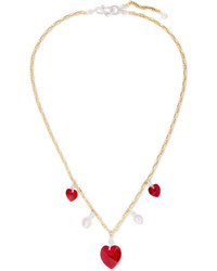 WALD Berlin Be My Lover Gold Plated Swarovski Crystal And Pearl Necklace