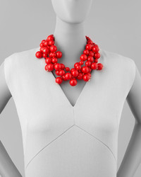 Kenneth Jay Lane Beaded Cluster Necklace Red