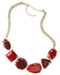 Bijou International Corporation Fashion Statet Necklace With Multi Shaped Stones Goldred