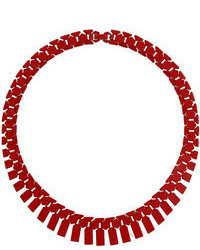 Topshop Freedom At 100% Metal Red Metal Collar With Hexagon And Rectangular Shaped Pieces Length 7 Inches
