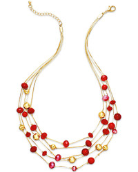 Style&co. Gold Tone Red Bead Illusion Necklace