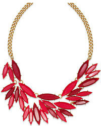 Bar III Gold Tone Red Oval Stone Frontal Necklace