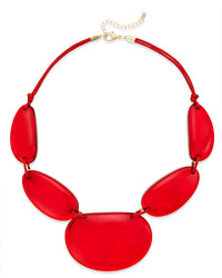 INC International Concepts Gold Tone Red Shell Frontal Necklace