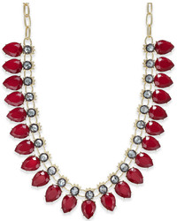 INC International Concepts Gold Tone Red Stone Collar Necklace