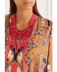 Etro Grosgrain And Bead Necklace Red