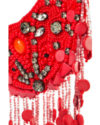 Etro Grosgrain And Bead Necklace Red