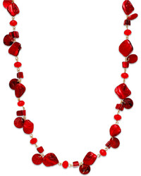Inc International Concepts Gold Tone Red Shell Rope Necklace