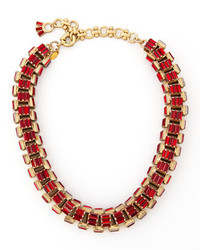 Lee Angel Yellow Gold Plated Red Crystal Baguette Necklace