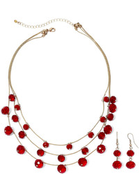 jcpenney Mixit Mixit Antiqued Gold Tone Red Bead Earring And Necklace Set
